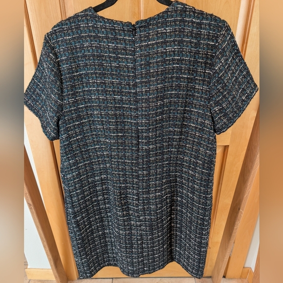 LOFT Metallic Tweed Fring Pockets Mini Dress - Black - Picture 7 of 8